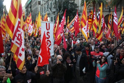 Concentració a Barcelona, 18 de febrer, davant Delegació del Govern. Foto: ccoo.cat