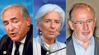 Strauss-Khan, Lagarde i Rato, els darrers tres caps de l'FMI, tots tres imputats per la Justícia. 